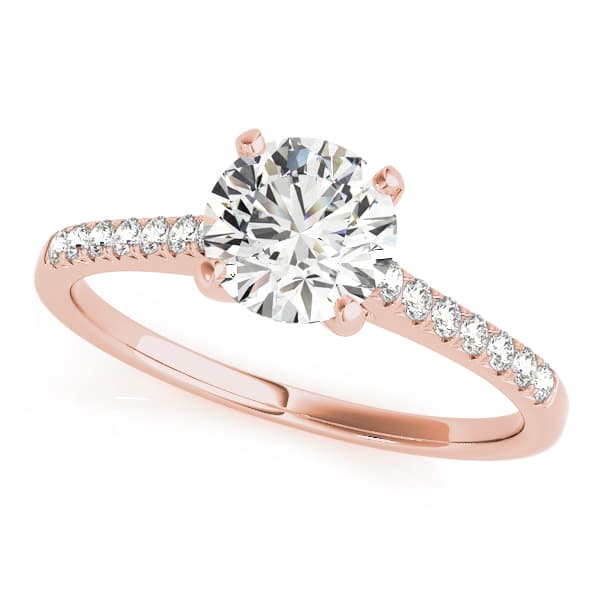 Single Row Prong Set Engagement Ring, style 50804, Front view in rose gold