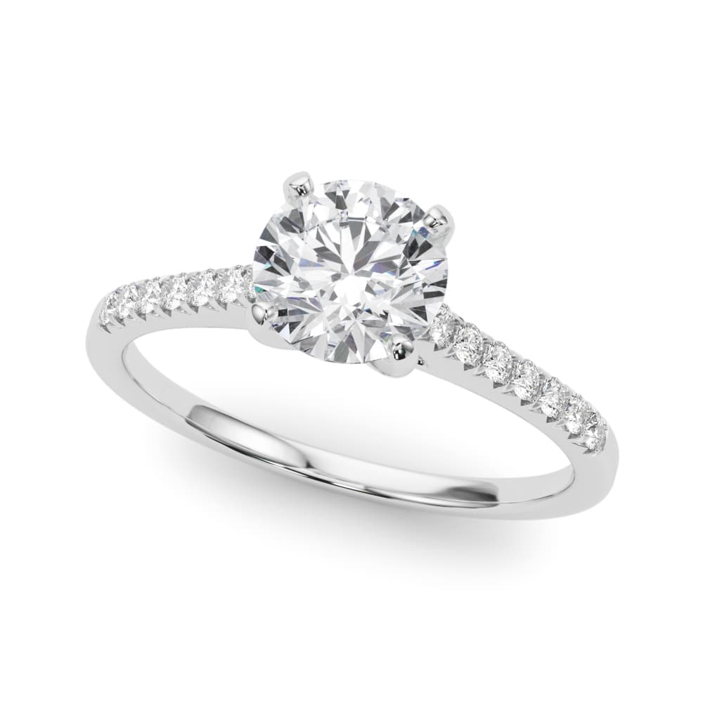 Single Row Prong Set Engagement Ring in White gold
