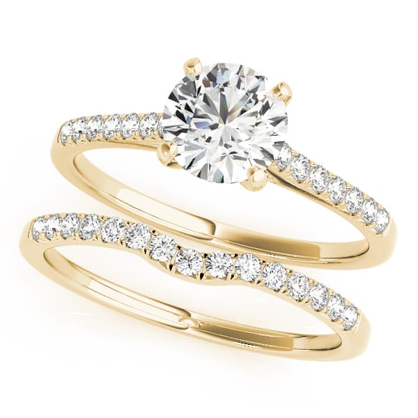 Single Row Prong Set Engagement Ring, style 50804, On hand view in yellow gold