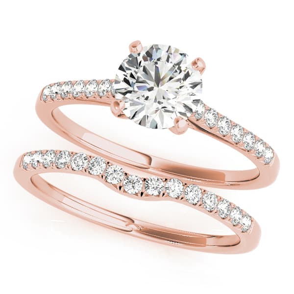 Single Row Prong Set Engagement Ring, style 50804, On hand view in rose gold