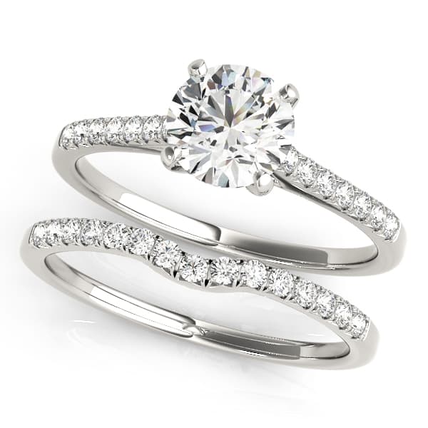 Single Row Prong Set Engagement Ring, style 50804, On hand view in white gold or platinum