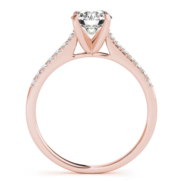 Single Row Prong Set Engagement Ring, style 50804, Side view in rose gold