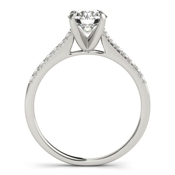 Single Row Prong Set Engagement Ring, style 50804, Side view in white gold or platinum