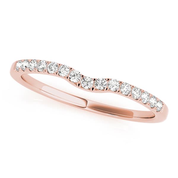 Curved Wedding Band (1/8 ct. tw.), Front view in rose gold