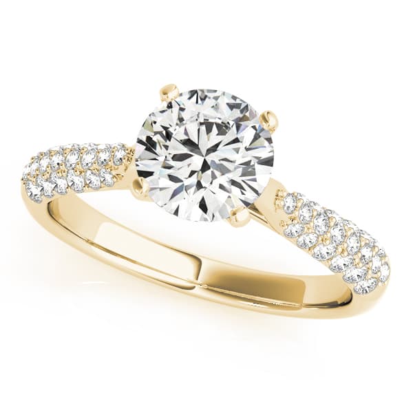 Multi-Row Pavé Set Engagement Ring, style 50805, Front view in yellow gold