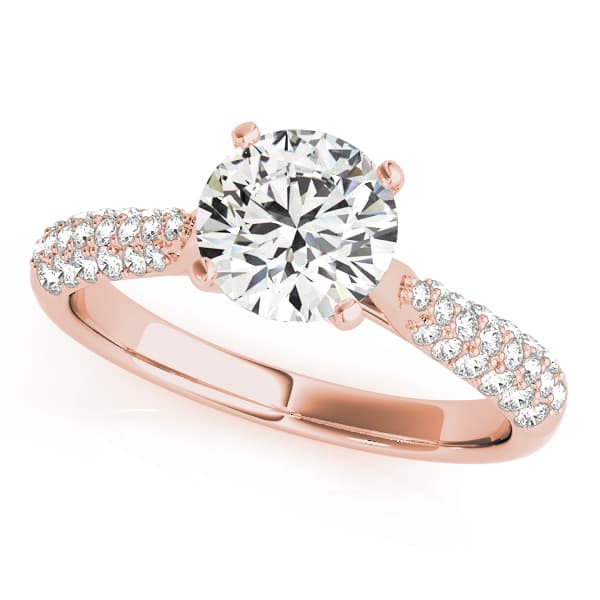 Multi-Row Pavé Set Engagement Ring, style 50805, Front view in rose gold