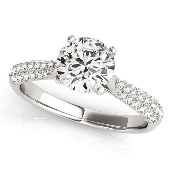Multi-Row Pavé Set Engagement Ring, style 50805, Front view in white gold or platinum
