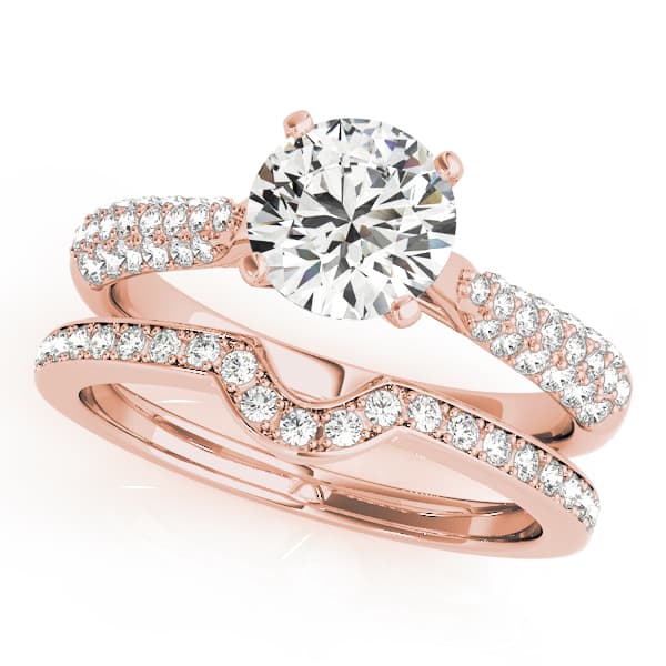 Multi-Row Pavé Set Engagement Ring, style 50805, On hand view in rose gold