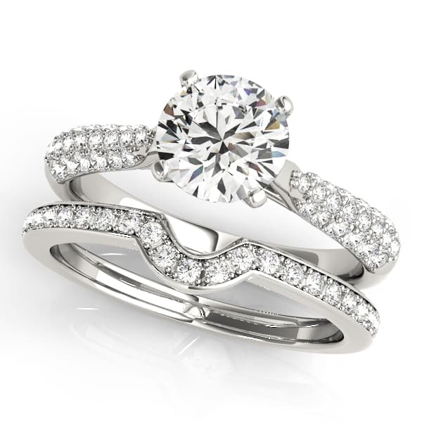Multi-Row Pavé Set Engagement Ring, style 50805, On hand view in white gold or platinum