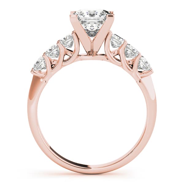 Single Row Princess Cut Trellis Engagement Ring, style 50807, Side view in rose gold