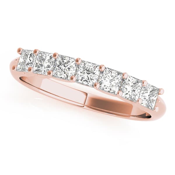 7-Stone Princess Cut Wedding Band (0.7 ct. tw.), Front view in rose gold