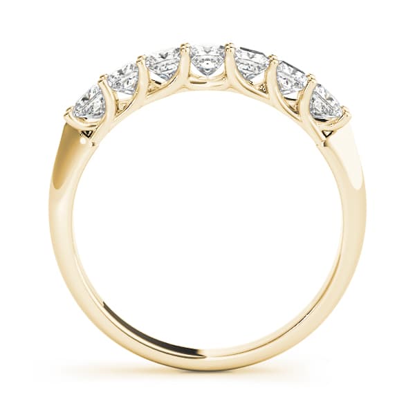 7-Stone Princess Cut Wedding Band (0.7 ct. tw.), Side view in yellow gold