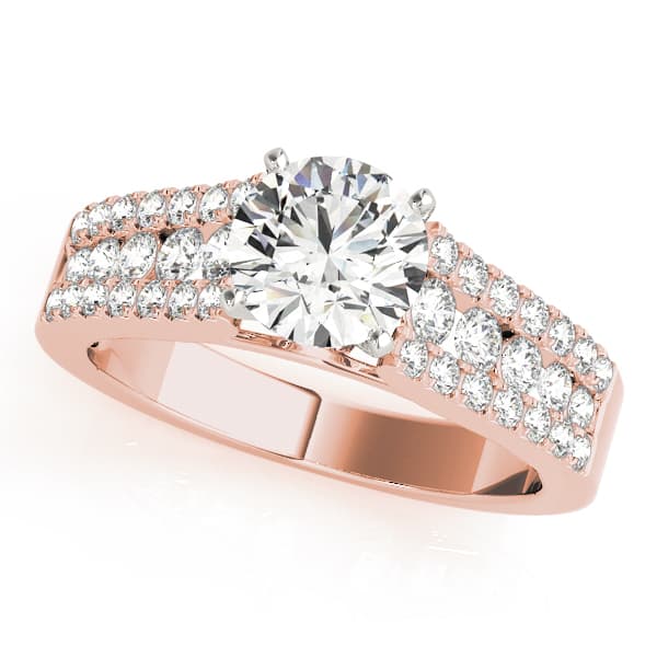 Multi-Row Engagement Ring, style 50809, Front view in rose gold