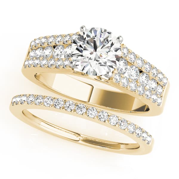 Multi-Row Engagement Ring, style 50809, On hand view in yellow gold