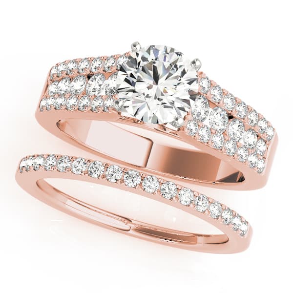 Multi-Row Engagement Ring, style 50809, On hand view in rose gold