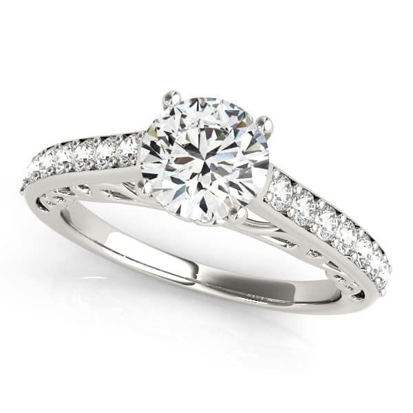 Single Row Prong In Channel Side Scroll Engagement Ring — style 50810 in 10k White Gold