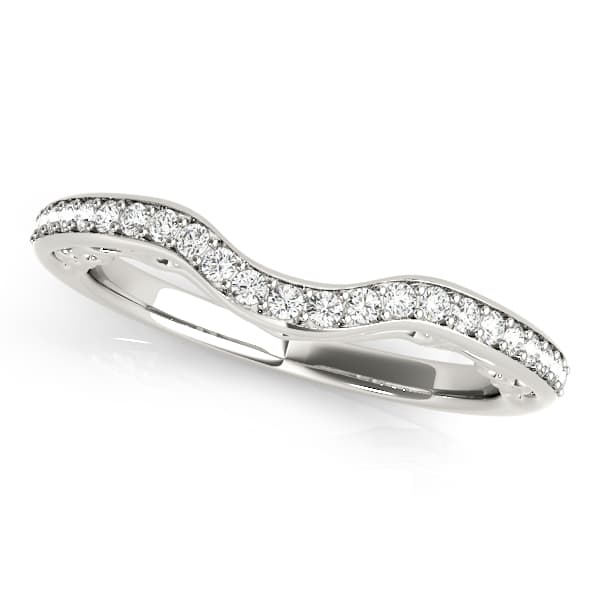 Prong In Channel Curved Wedding Bands — White Gold