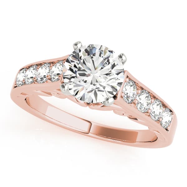 Single Row Prong In Channel Engagement Ring, style 50811, Front view in rose gold