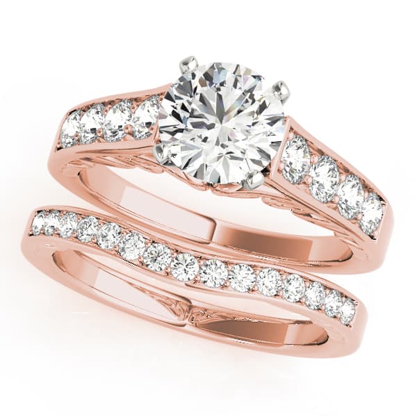 Single Row Prong In Channel Engagement Ring, style 50811, On hand view in rose gold