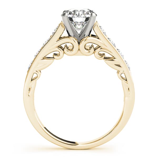 Single Row Prong In Channel Engagement Ring, style 50811, Side view in yellow gold