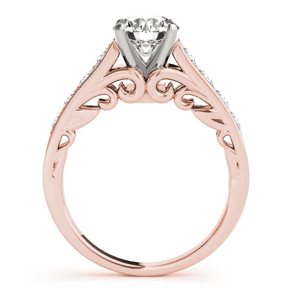 Single Row Prong In Channel Engagement Ring, style 50811, Side view in rose gold