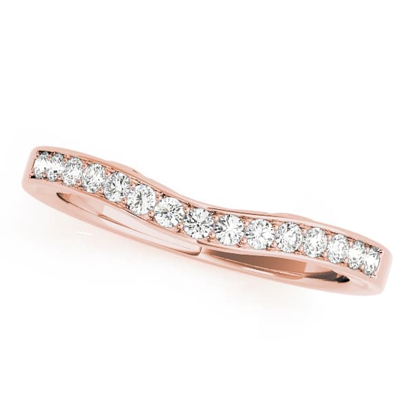 Prong In Channel Curved Wedding Bands (0.19 ct. tw.), Front view in rose gold