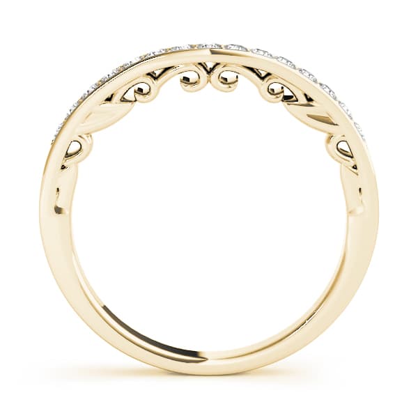 Prong In Channel Curved Wedding Bands (0.19 ct. tw.), Side view in yellow gold