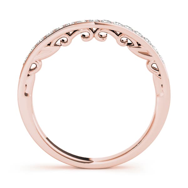 Prong In Channel Curved Wedding Bands (0.19 ct. tw.), Side view in rose gold