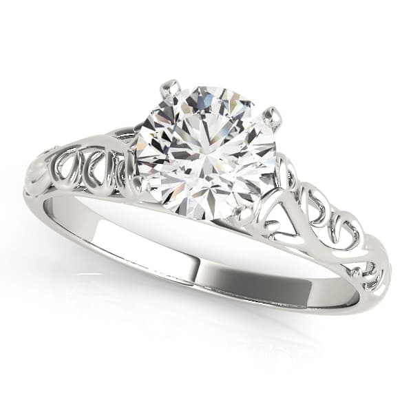 Vintage Inspired Solitaire Engagement Ring — style 50812 in 10k White Gold
