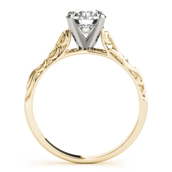 Vintage Inspired Solitaire Engagement Ring, style 50812, Side view in yellow gold