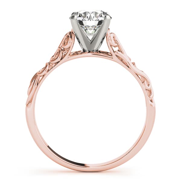 Vintage Inspired Solitaire Engagement Ring, style 50812, Side view in rose gold