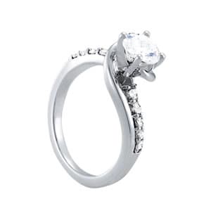 Bypass Engagement Ring, style 50814, Top view in white gold or platinum