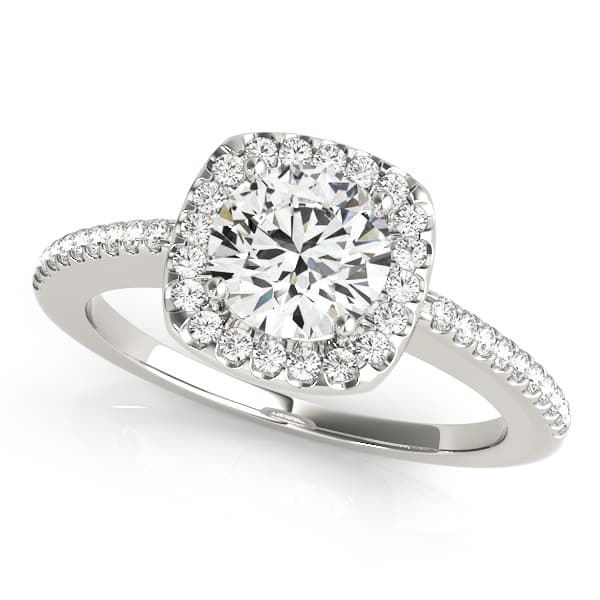 Single Row Accented Halo Engagement Ring — style 50815 in 10k White Gold