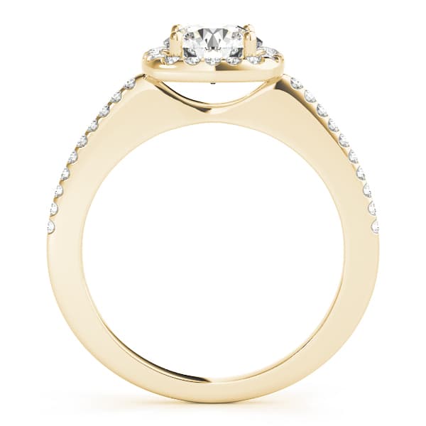 Single Row Accented Halo Engagement Ring, style 50815, Side view in yellow gold