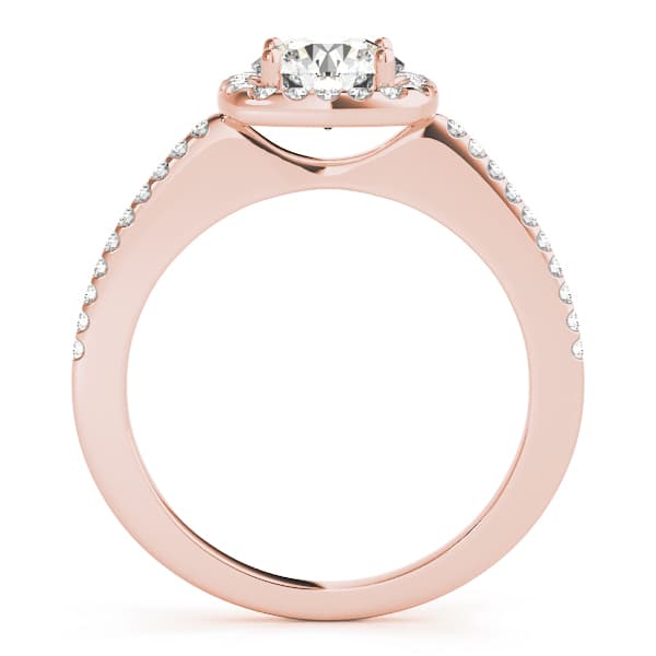 Single Row Accented Halo Engagement Ring, style 50815, Side view in rose gold