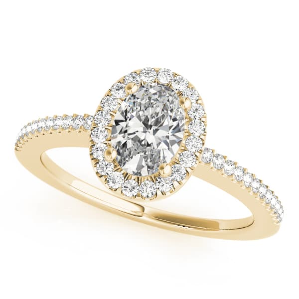 Single Row Oval Engagement Ring, style 50816, Front view in yellow gold