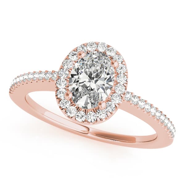 Single Row Oval Engagement Ring, style 50816, Front view in rose gold