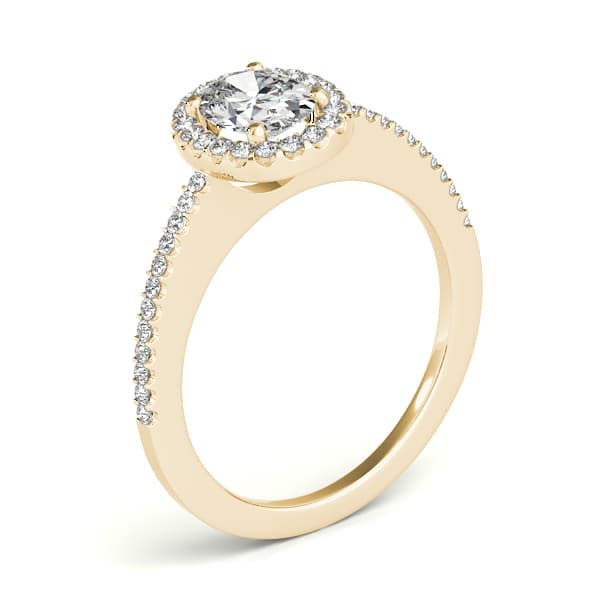Single Row Oval Engagement Ring, style 50816, Angle view in yellow gold