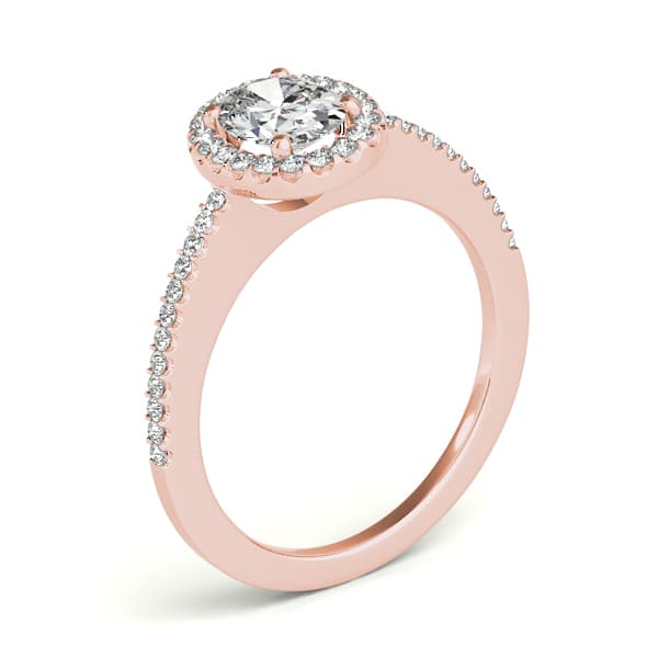 Single Row Oval Engagement Ring, style 50816, Angle view in rose gold