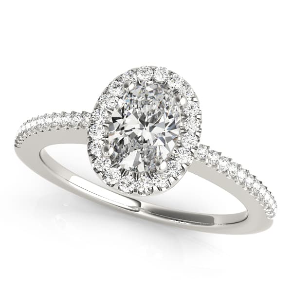 Single Row Oval Shape Engagement Ring — style 50816 in 10k White Gold