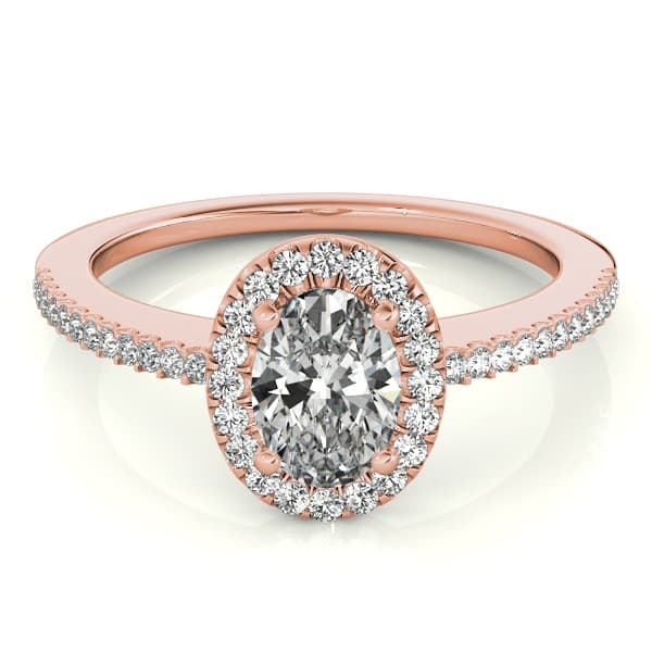Single Row Oval Engagement Ring, style 50816, On hand view in rose gold