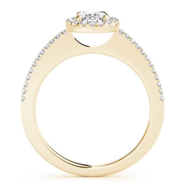 Single Row Oval Engagement Ring, style 50816, Side view in yellow gold