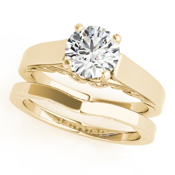 Cathedral Prong Set Engagement Ring, style 50817, On hand view in yellow gold