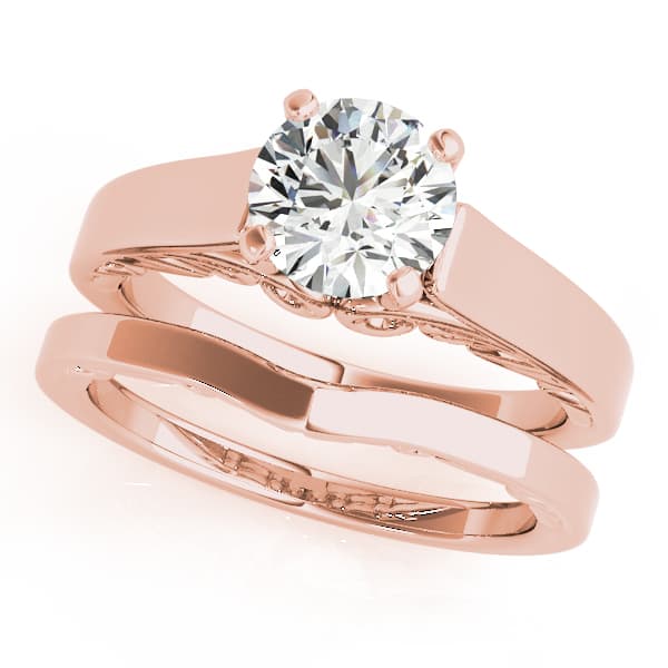 Cathedral Prong Set Engagement Ring, style 50817, On hand view in rose gold