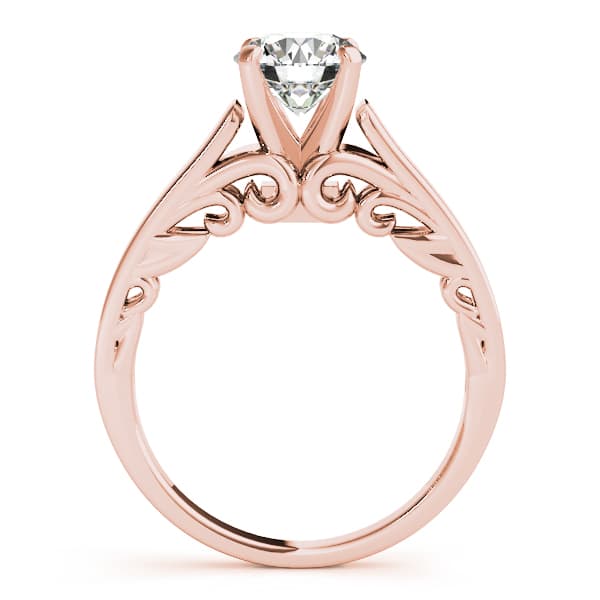 Cathedral Prong Set Engagement Ring, style 50817, Side view in rose gold
