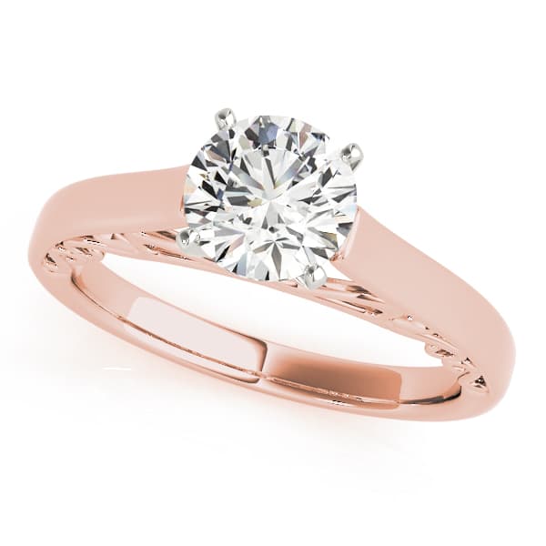 Solitaire Cathedral Engagement Ring, style 50818, Front view in rose gold