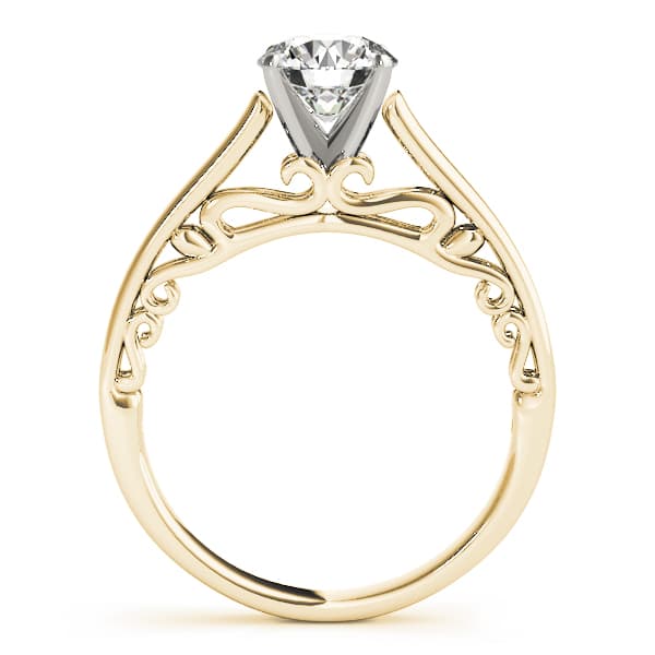 Solitaire Cathedral Engagement Ring, style 50818, Side view in yellow gold