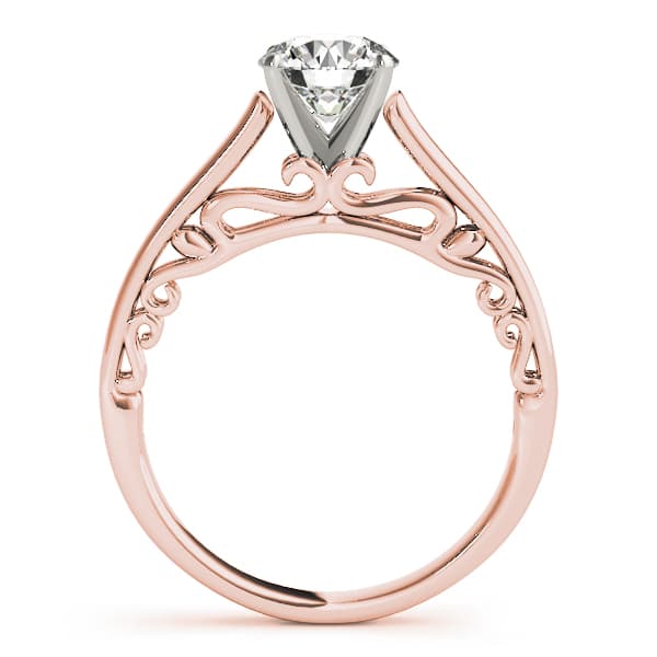 Solitaire Cathedral Engagement Ring, style 50818, Side view in rose gold