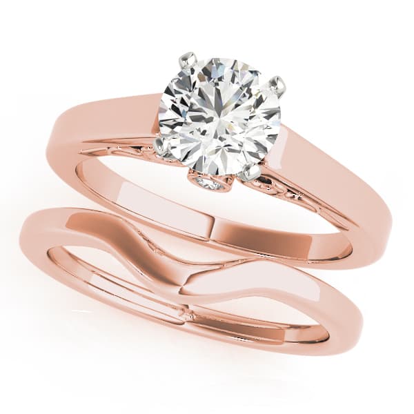 Solitaire Filigree Engagement Ring, style 50819, On hand view in rose gold
