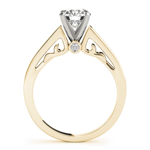 Solitaire Filigree Engagement Ring, style 50819, Side view in yellow gold